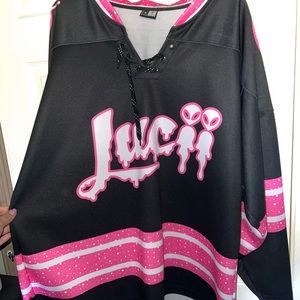 Black and pink Lucii hockey jersey
